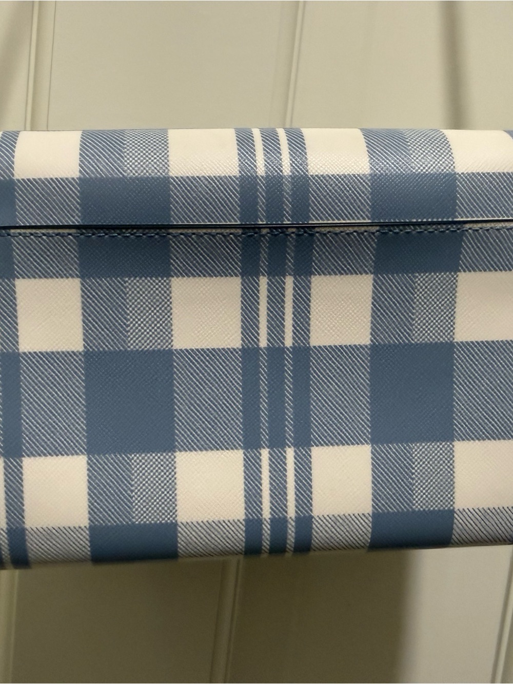 kate spade Brynn crossbody light blue and cream plaid with gold logo - Picture 6 of 7